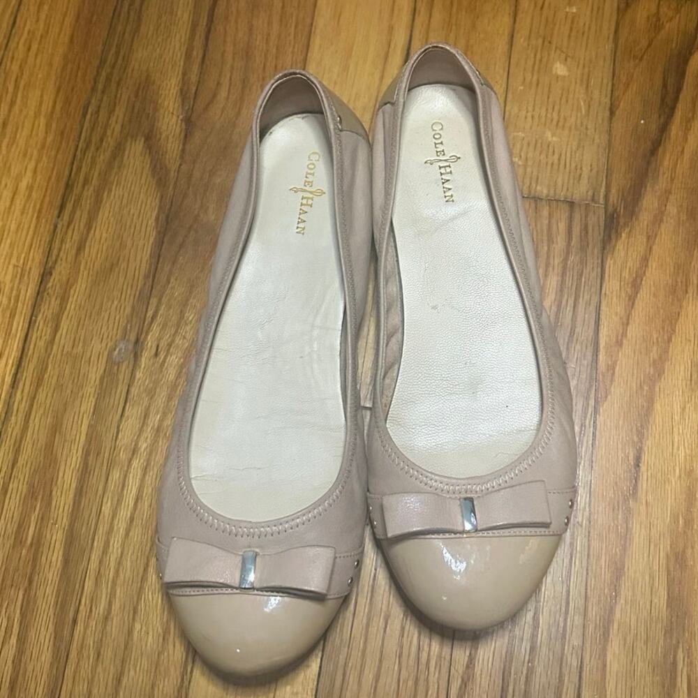 Cole Haan Air Monica Ballet Flats Tan/Beige Cap Toe Bow – Women’s 9.5B